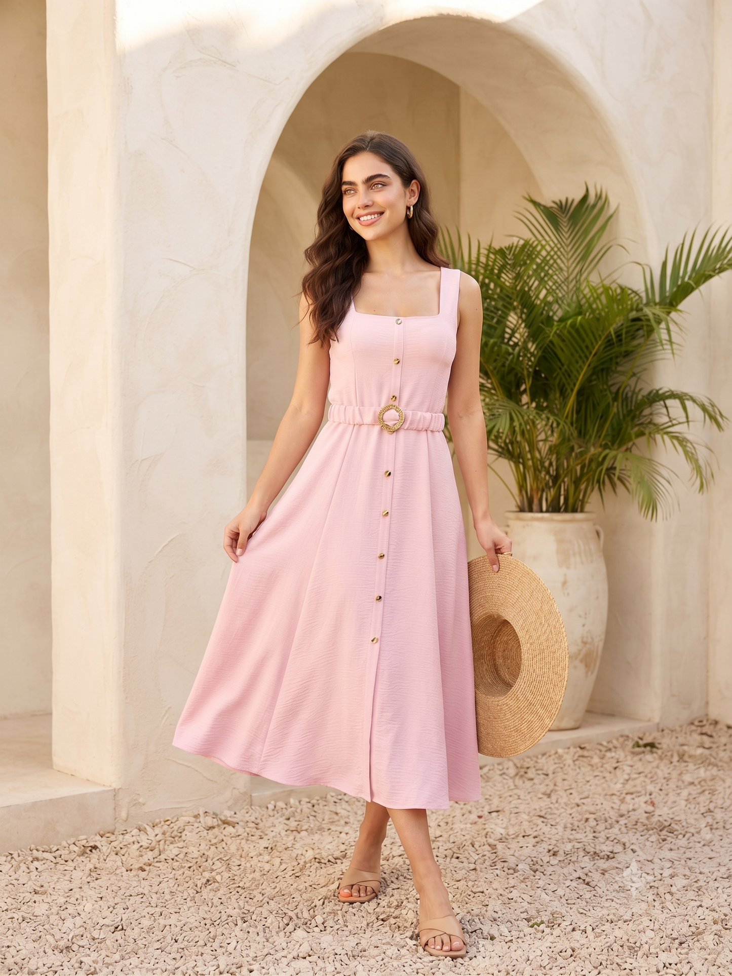 Midi Dress with Belt
