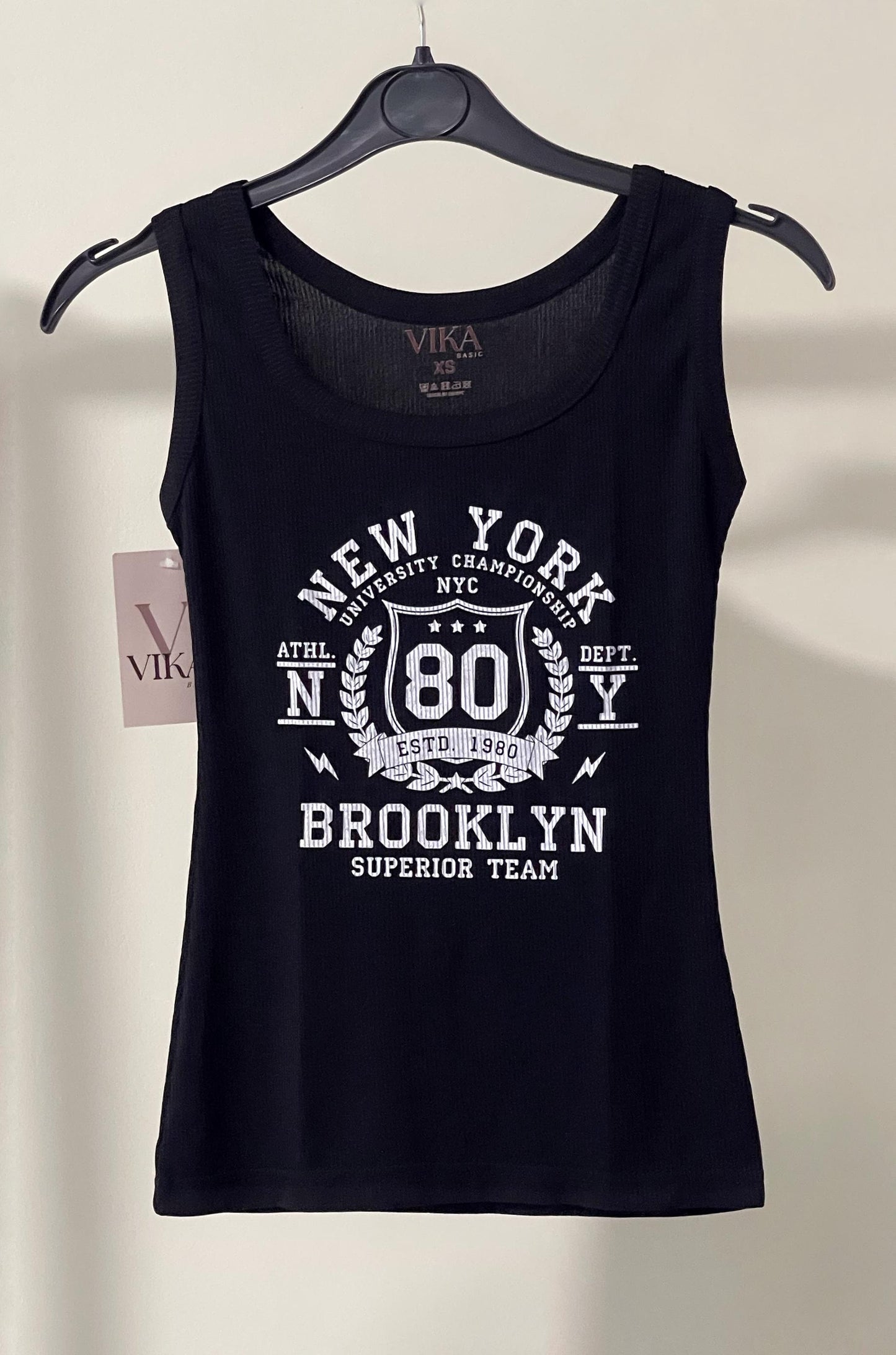 "NEW YORK " Ribbed cotton top