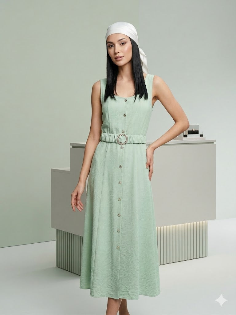 Midi Dress with Belt