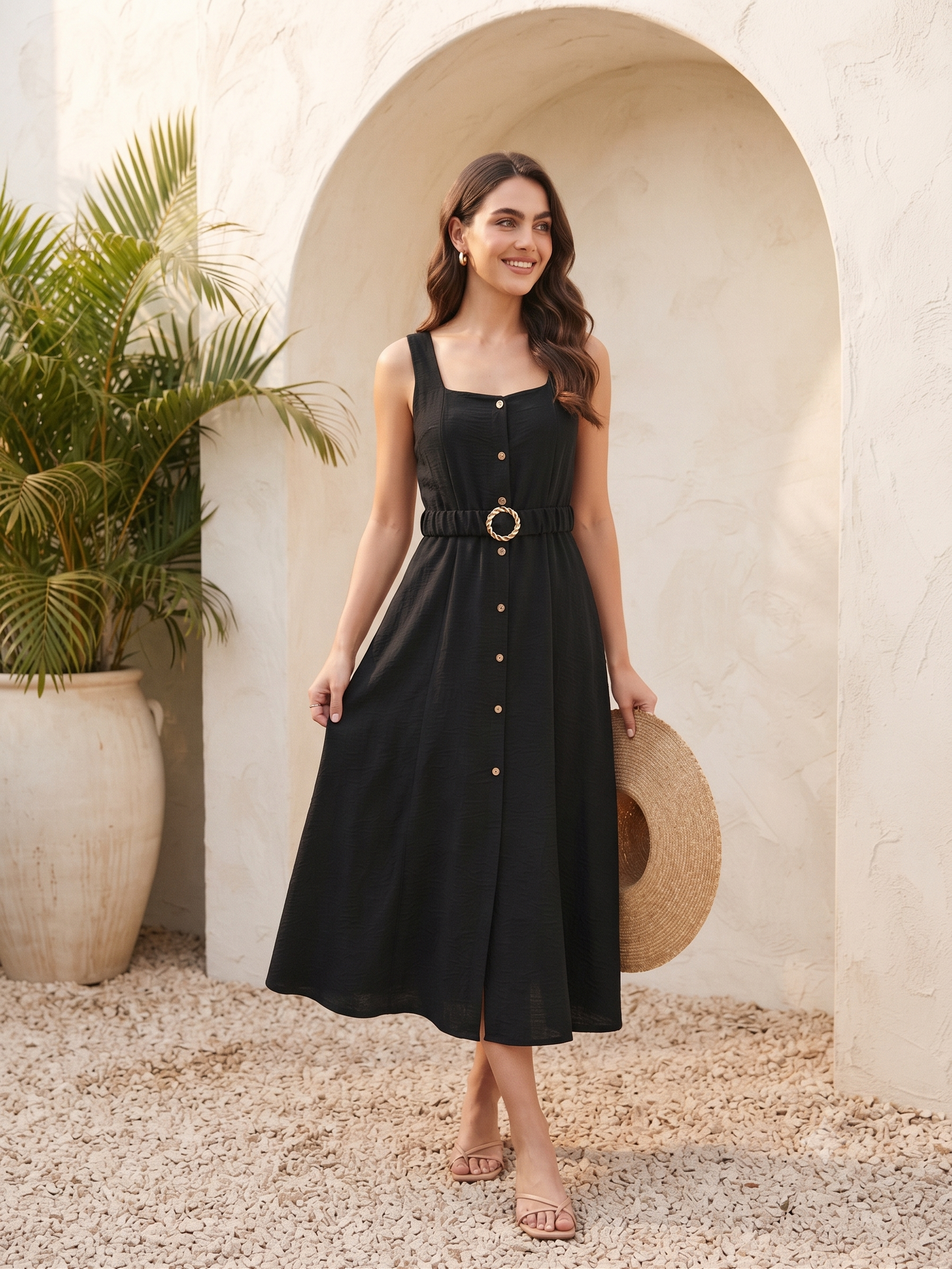 Midi Dress with Belt