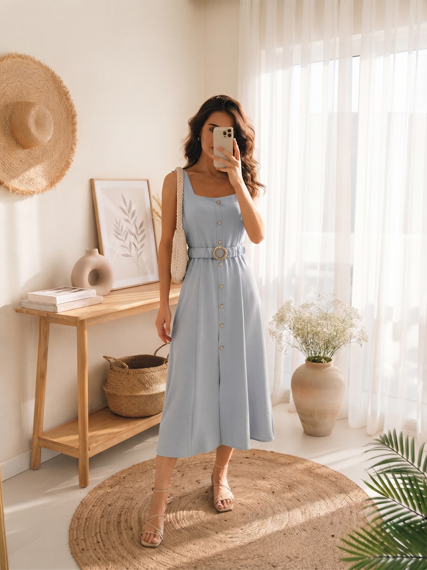 Midi Dress with Belt